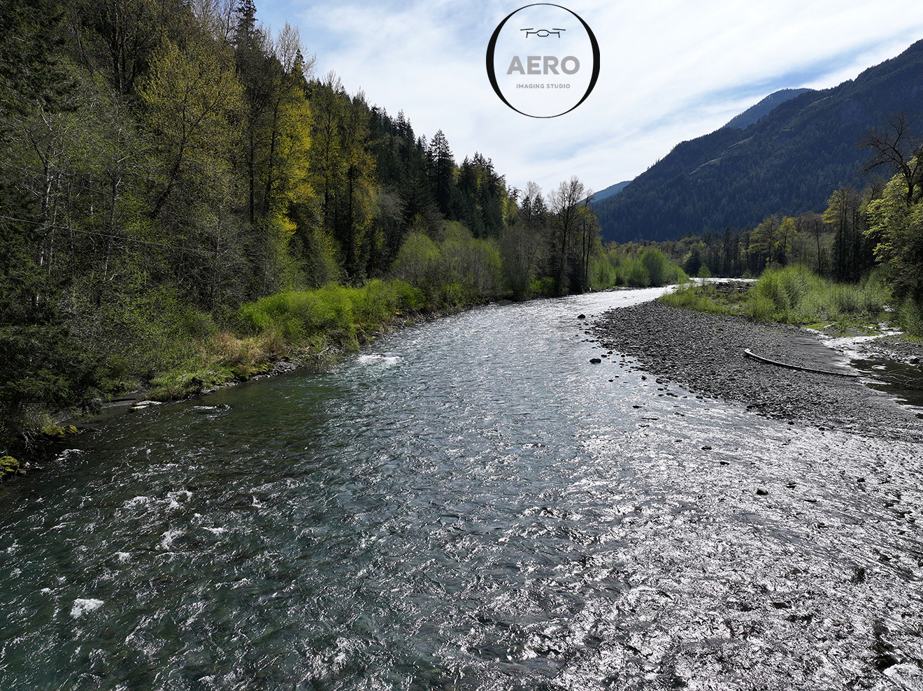 Drone shot of Elwha River