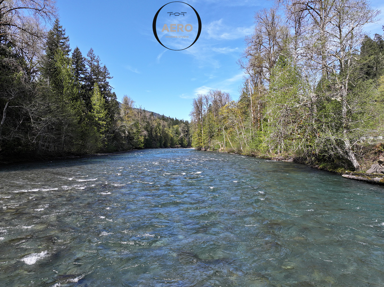 Drone view of the Elwha River in Washington