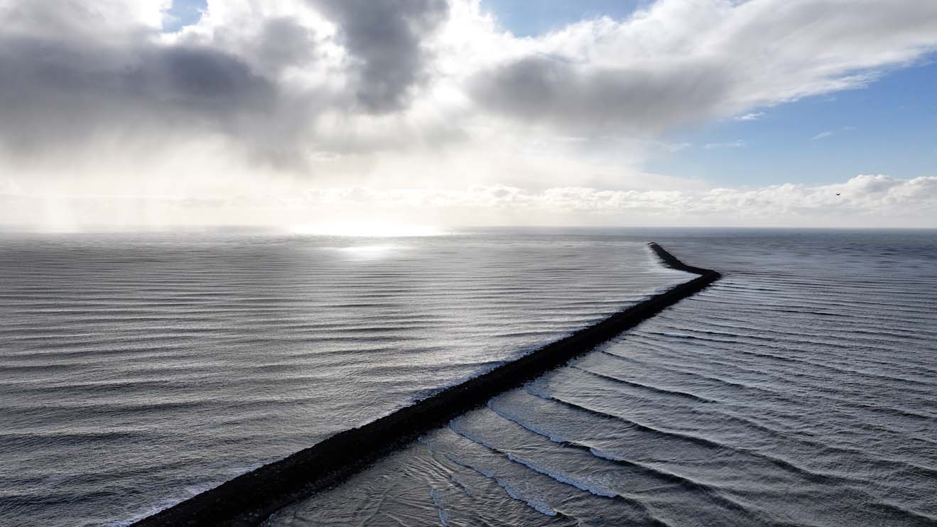 Drone view of South Jetty and Clatsop Spit